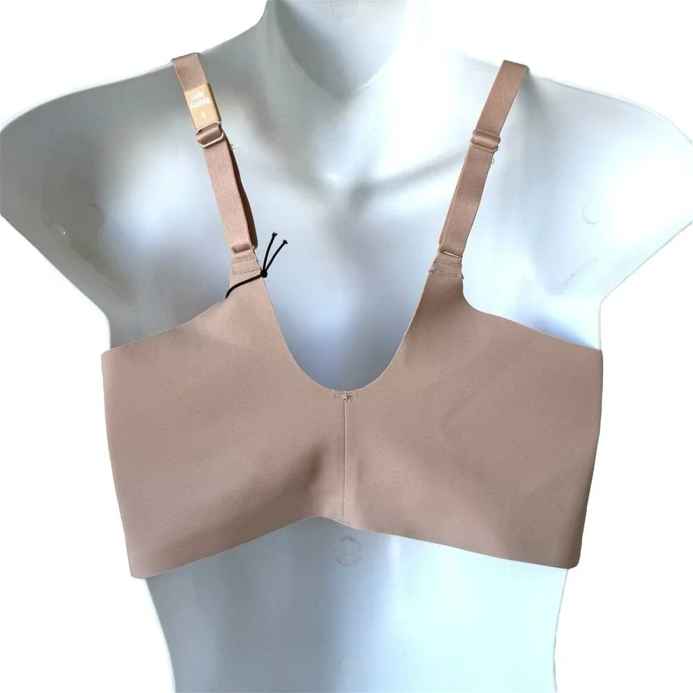 Beige Womens Comfort Smooth Bralette Small Pullover Removable‎ Pads Tan Wireless